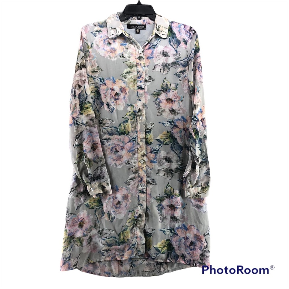 Girls On Film size 6 grey and pink womens blouse
